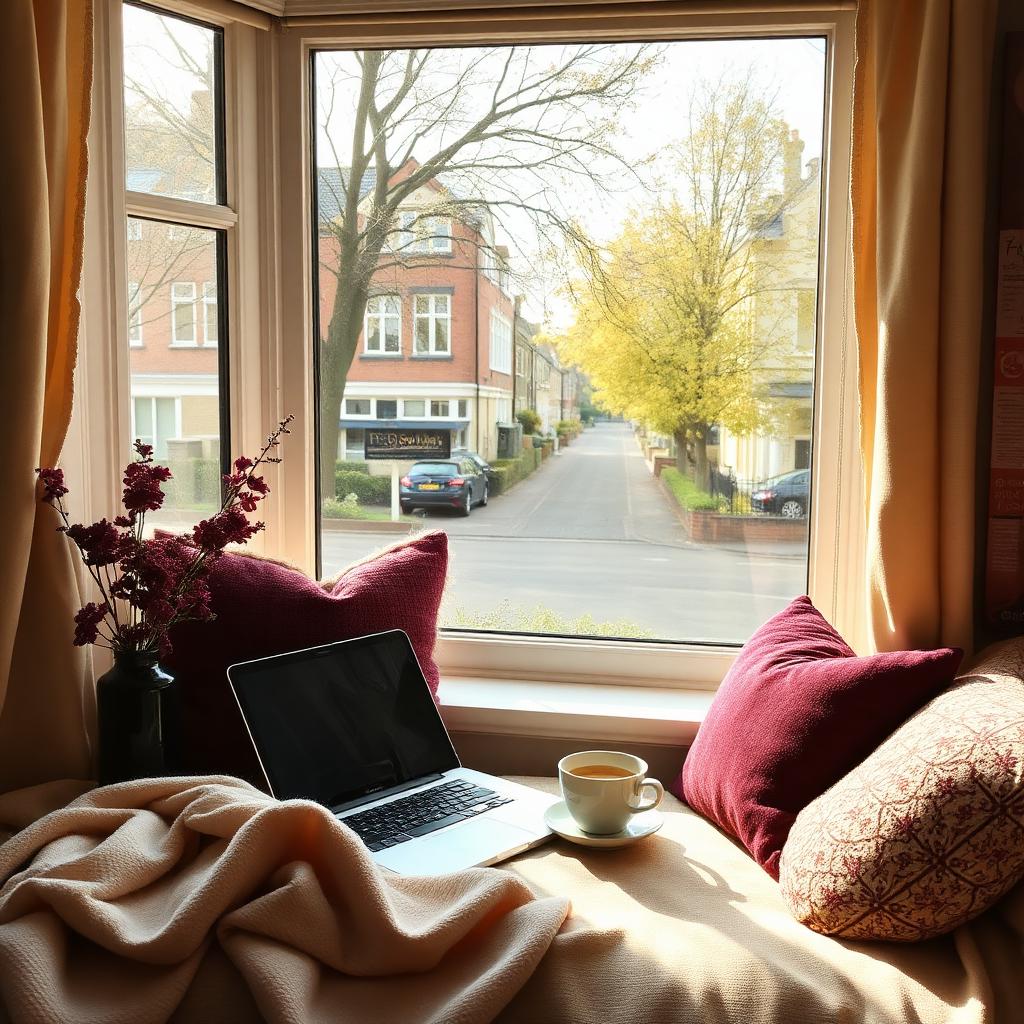A quiet reading nook by a window