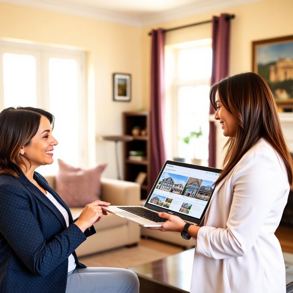 Estate agent walking a homeowner through Gaffbee listings