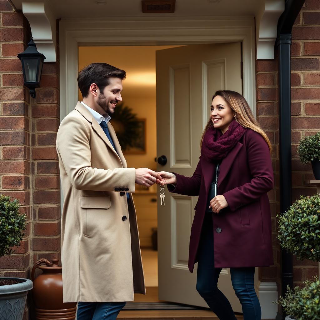 Agent handing keys to new owners